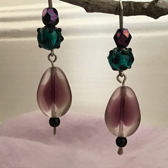 Awesome Sterling Purple & Turquoise Bohemian Glas… - image 2