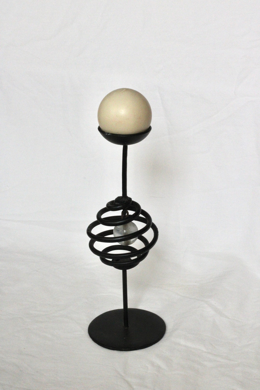 Black Wrought Iron Spiral Candle Holder Etsy