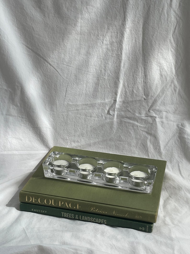 Clear Glass Rectangular Candle Holder Etsy