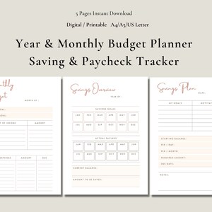 Monthly Budget Planner Overview Template Printable, Paycheck Tracker Printable, Budget Binder, Budget Planner, Budget Template Download PDF