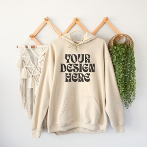 Sand Gildan 18500 Mockup Sand, Boho Gildan 18500 Sand Mock Up, Hanging Gildan Hoodie Mock Sand, Aesthetic Mocks, Lifestyle, High Quality