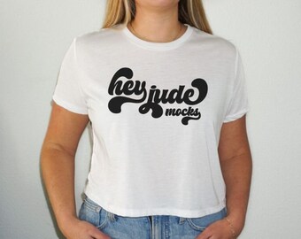 White Bella Canvas 8882 Crop Top Model Mock Up, Bella Canvas 8882 Mockup White, White 8882 Mock Up Model, Model 8882 Mock, BC Crop Top Mock
