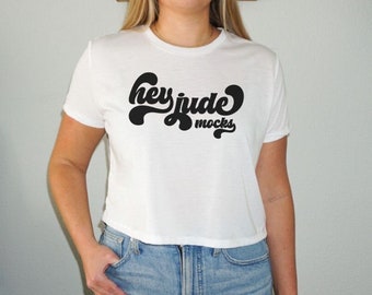 White Bella Canvas 8882 Crop Top Model Mock Up, Bella Canvas 8882 Mockup White, White 8882 Mock Up Model, Model 8882 Mock, BC Crop Top Mock