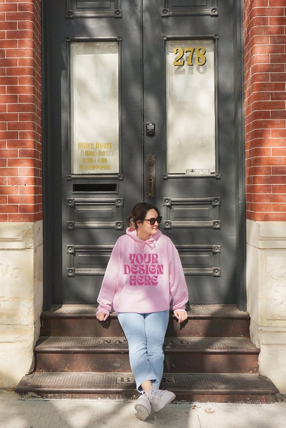 Light Pink Gildan 18500 Mockup Pastel Pink Hoodie Mock, Oversized