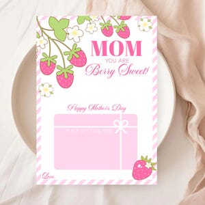 Muttertagsgeschenkkartenhalter, bearbeitbarer Geschenkkartenhalter, Geschenk für Mama, rosa Beere süßer Geschenkkartenhalter, Last-Minute-Muttertagsgeschenk