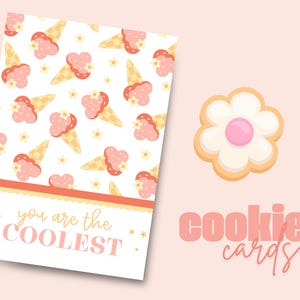 Bewerkbare minikoekjeskaart, label voor koekjes voor zomerijs, schattige verpakking voor koekjes, minikoekje, kaart voor suikerkoekjes, zoete zomertraktaties