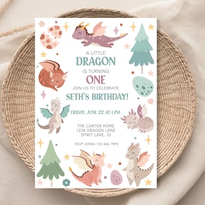 Drachen-Geburtstags-Einladung, Drachen-Party, erste Geburtstagsfeier einladen, süße Einladungen, Kinder-Party einladen, Drachen-Party einladen