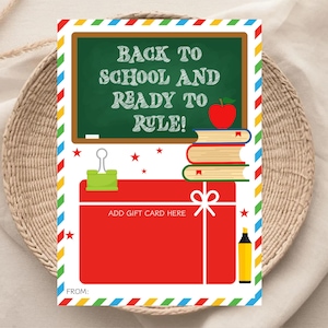 Porte-cartes cadeau imprimable pour la rentrée scolaire : cadeau enseignant/étudiant (modèle 5 x 7 à téléchargement numérique)