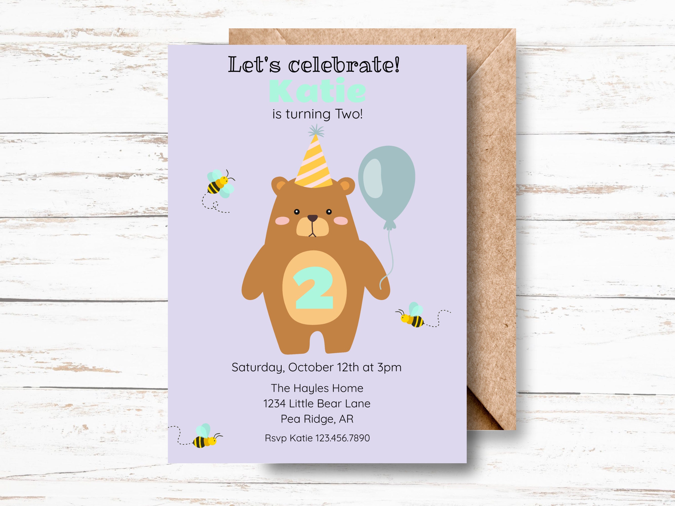 Printable Little Bear Birthday Party Invitation/ Cute Bear - Etsy
