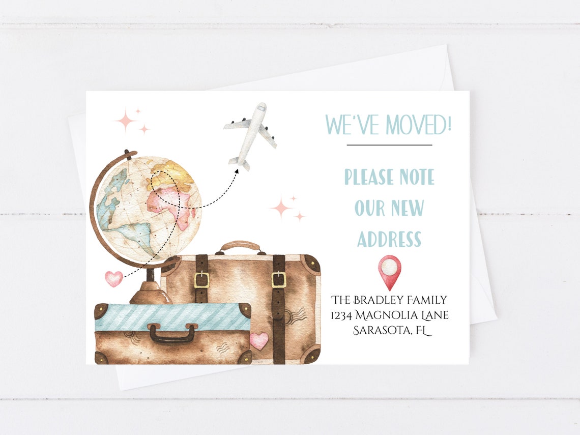 New Address Card Printable Template, Editable We've Moved Card ...