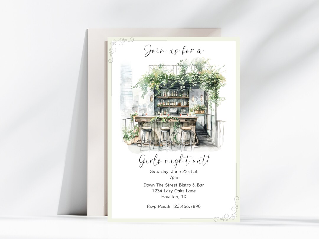 Girls Night Out Birthday Party Invitation, Printable Cocktail Party ...