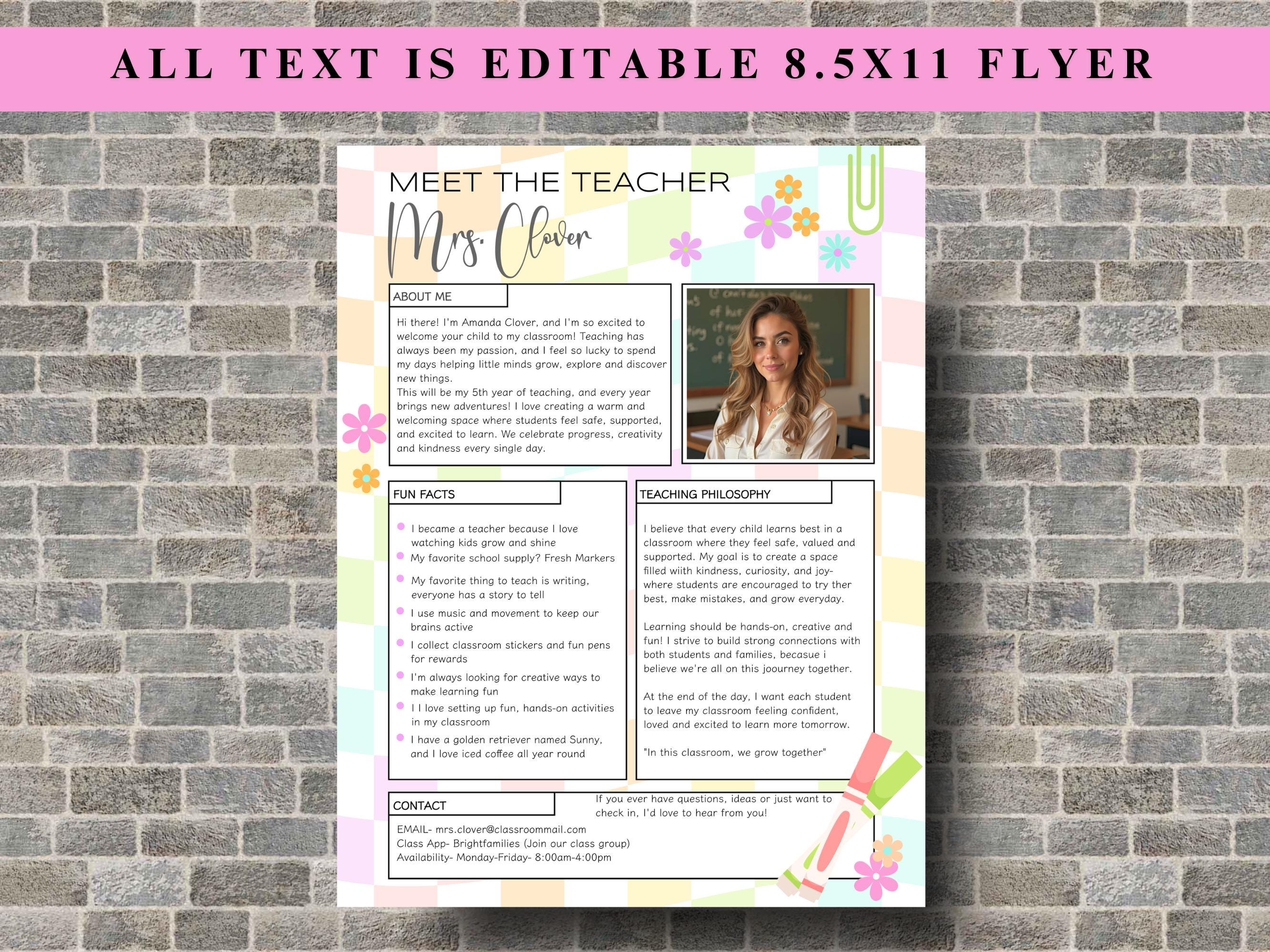Editable Meet the Teacher Flyer: Back to School Template (digital ...