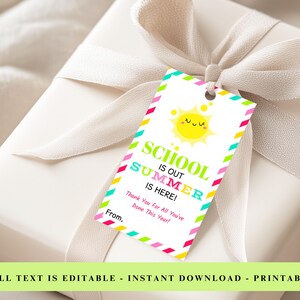 Teacher Appreciation Favor Tag, End Of Year Gift Tag, Schools Out For The Summer Tag, Thank You Teacher Gift Tag, Summer Teacher Gift Tag