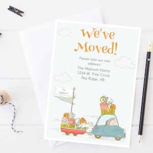 Afdrukbare nieuwe adreskaartsjabloon, bewerkbare We've Moved-aankondiging, Aanpasbaar We've Moved-kaart, grillige nieuwe adreskaart