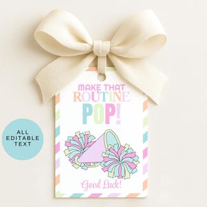 Make That Routine Pop Cheer Gift Tags, Cheer Squad Good Luck Tag, Performance Team Motivation Tag, Cheerleader Dance Team Party Favor Tag