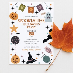Kids Halloween Party Invitation, Halloween Costume Party, Trick Or Treat Halloween Party, Spooktacular Halloween Party Invite, Boo Invite