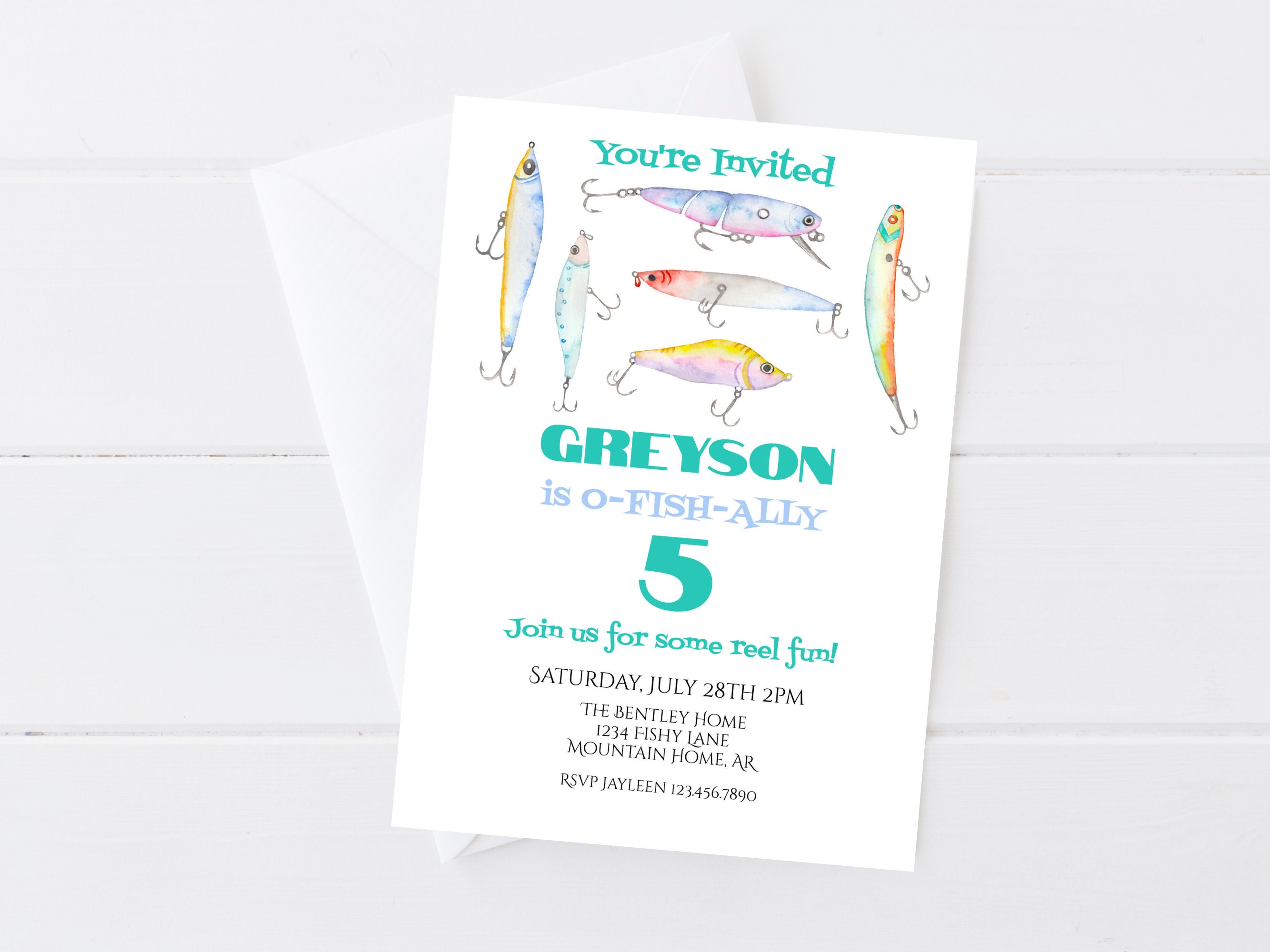 Fishing Birthday Party Invitation, Editable Fishing Lures Birthday ...