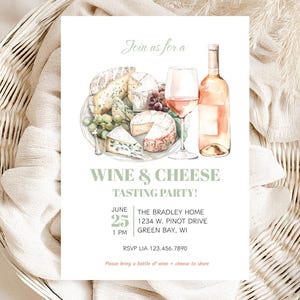 Wine & Cheese Tasting Party Invitation, Wine Night Invite, Charcuterie Party Invite, Sip And Dip Invite, Wine And Cheese Girls Night Invite