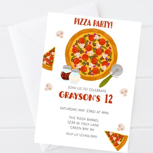 Pizza Party Birthday Invitation, Editable Kids Pizza Party, Printable Pizzeria Birthday Invitation, Pizza Party Invite Any Age, Pizza Party