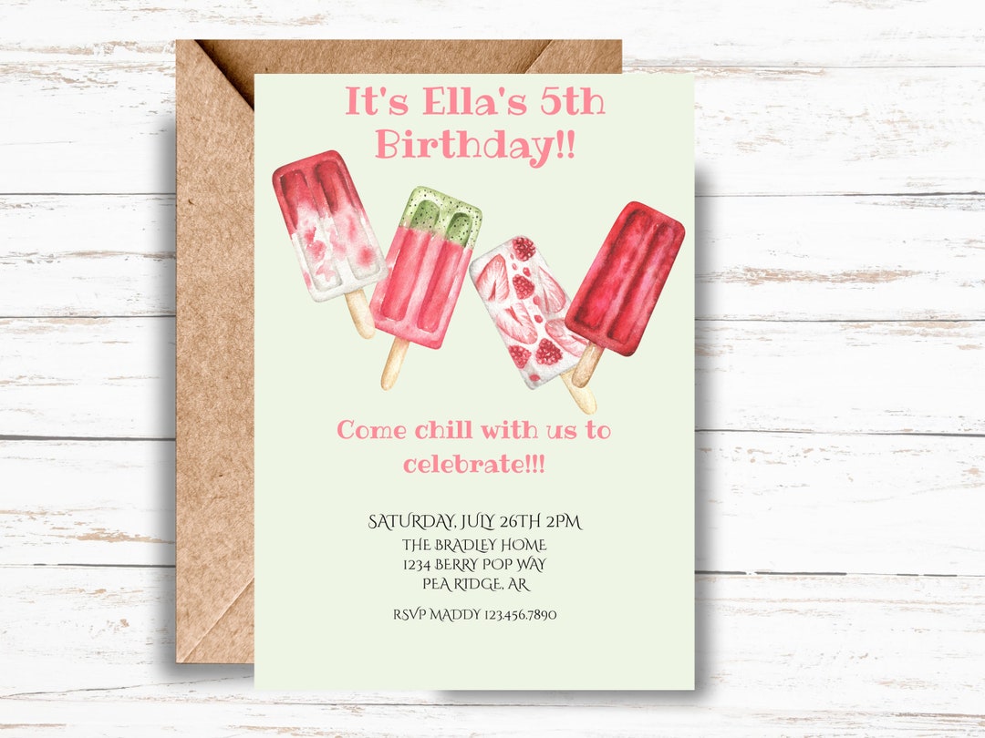 Popsicle Birthday Invitation Template/ Summer Birthday Party/ Printable ...