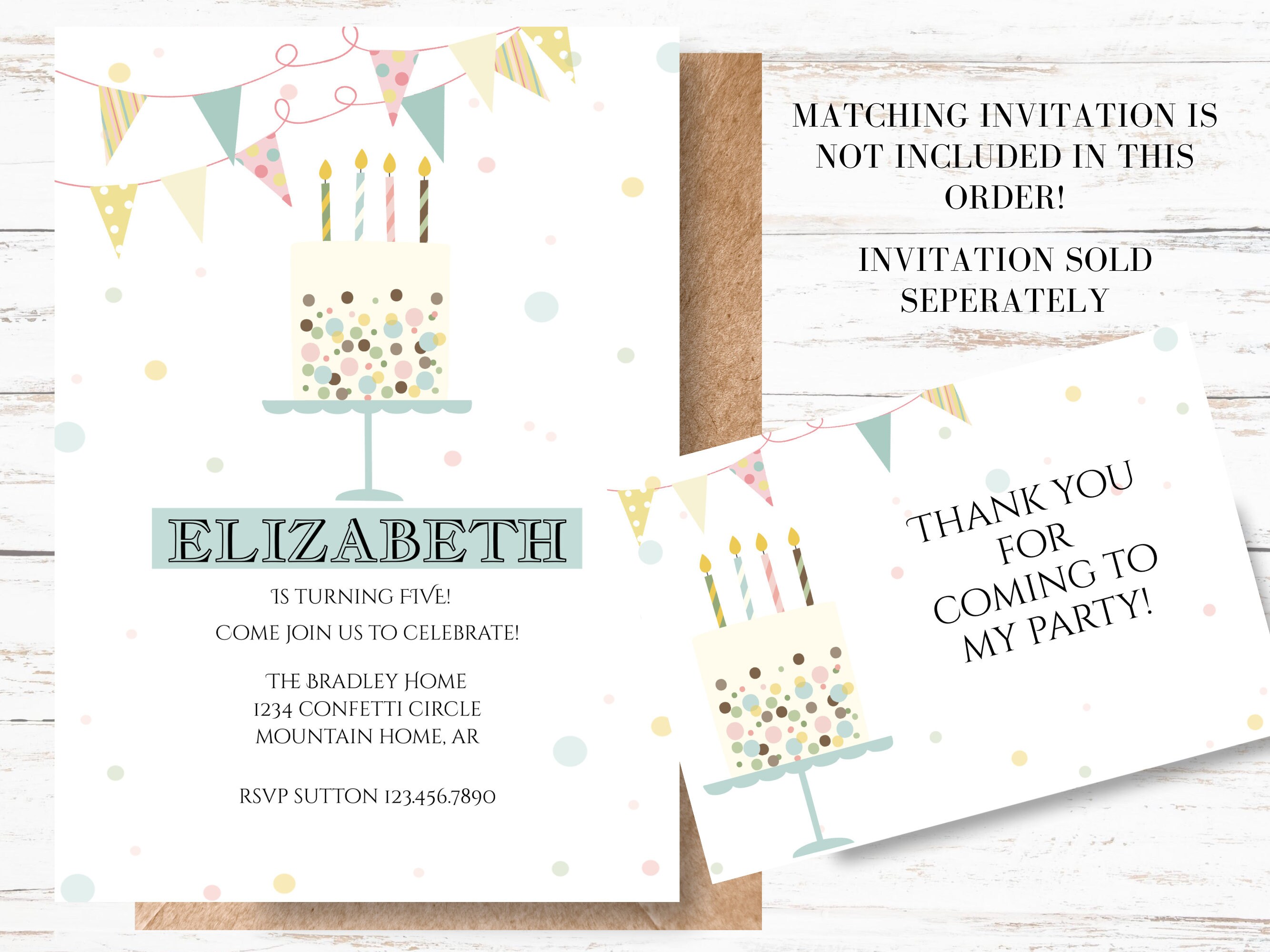 Printable Birthday Cake Thank You Card/ Editable Thank You - Etsy
