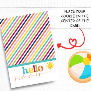 Mini tarjeta de galletas de "Hola Verano", etiqueta de regalo de galletas de colores brillantes, tarjeta de soporte para galletas, empaque para galletas, tarjeta de regalo de cumpleaños de verano