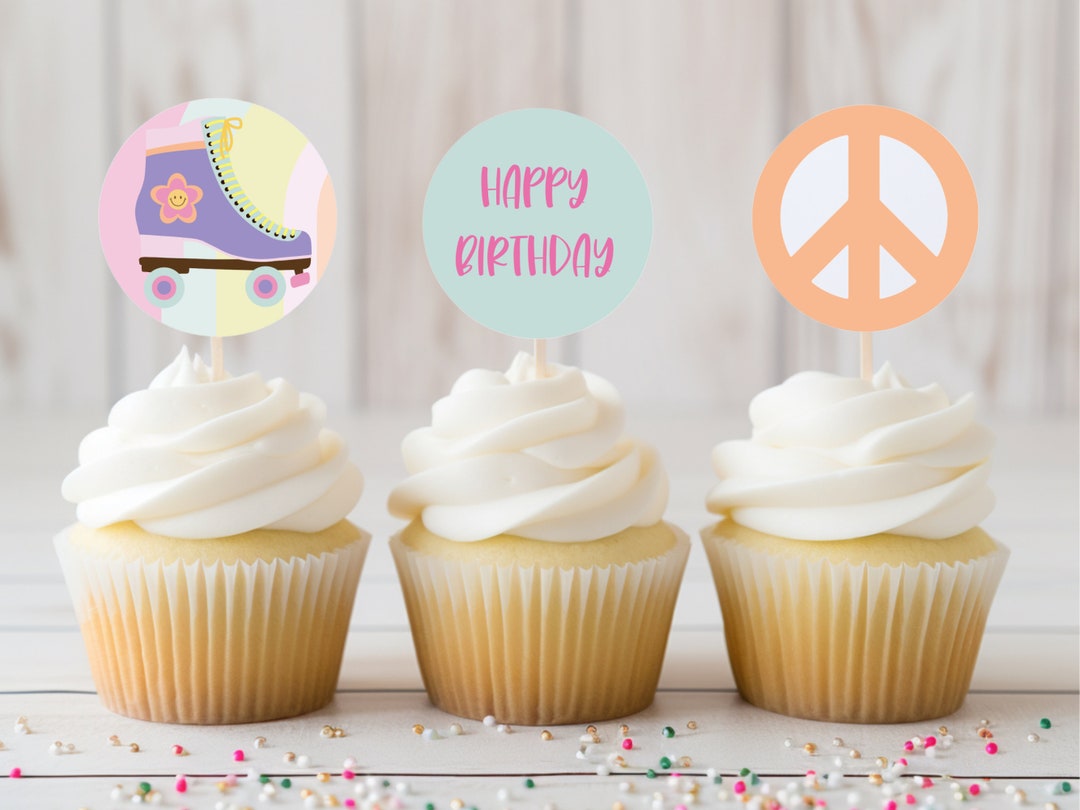 Printable Roller Skate Cupcake Toppers/ Retro Birthday Cupcake - Etsy