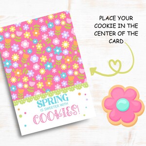 Minikoekjeskaart lentebloemen, koekje voor paasmandje, koekje voor lente, suikerkoekje, kaart met zoete traktatie, tag voor paaskoekje felle kleuren
