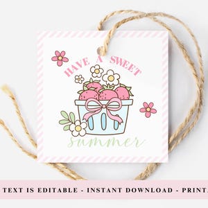 Etiqueta de regalo "Ten un dulce verano", etiquetas de fin de curso, etiquetas de regalo de bayas de verano, etiqueta de regalo para profesor o estudiante, etiqueta de regalo para el último día de clases