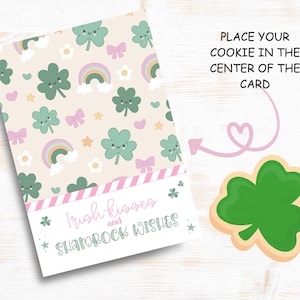 Cartão de biscoito mini Shamrock, cartão de biscoito mini St. Patricks Day, embalagem de biscoito fofa, cartão de biscoito Groovy, embalagem de cartão de biscoito mini Lucky
