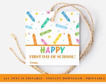 First Day of School Gift Tag: Editable Student Favor (Digital Download)
