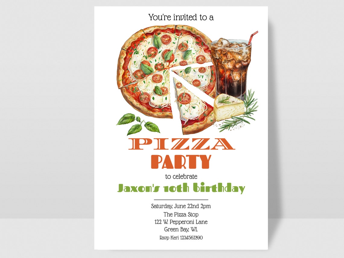 Pizza Party Birthday Invitation/ Printable Pizza Party Birthday ...