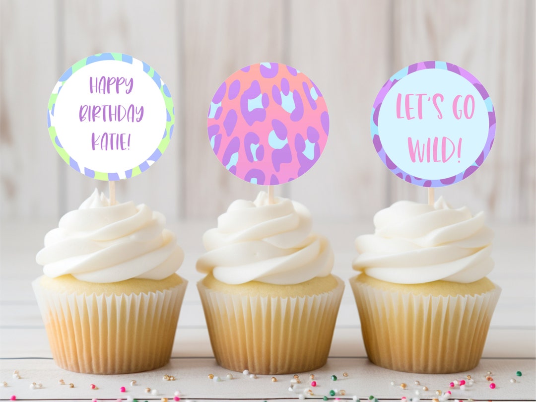 Cheetah Editable Cupcake Toppers/ Animal Print Cupcake - Etsy