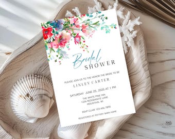 Wildflower Bridal Shower Invitation: Summer Floral Design (Digital Download)