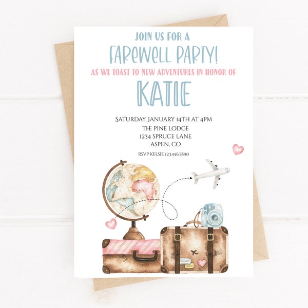 Farewell Party Invitation/ Editable moving Away Invitation/ Printable New Adventures Party Invitation/ Going Away Party Invitation Template