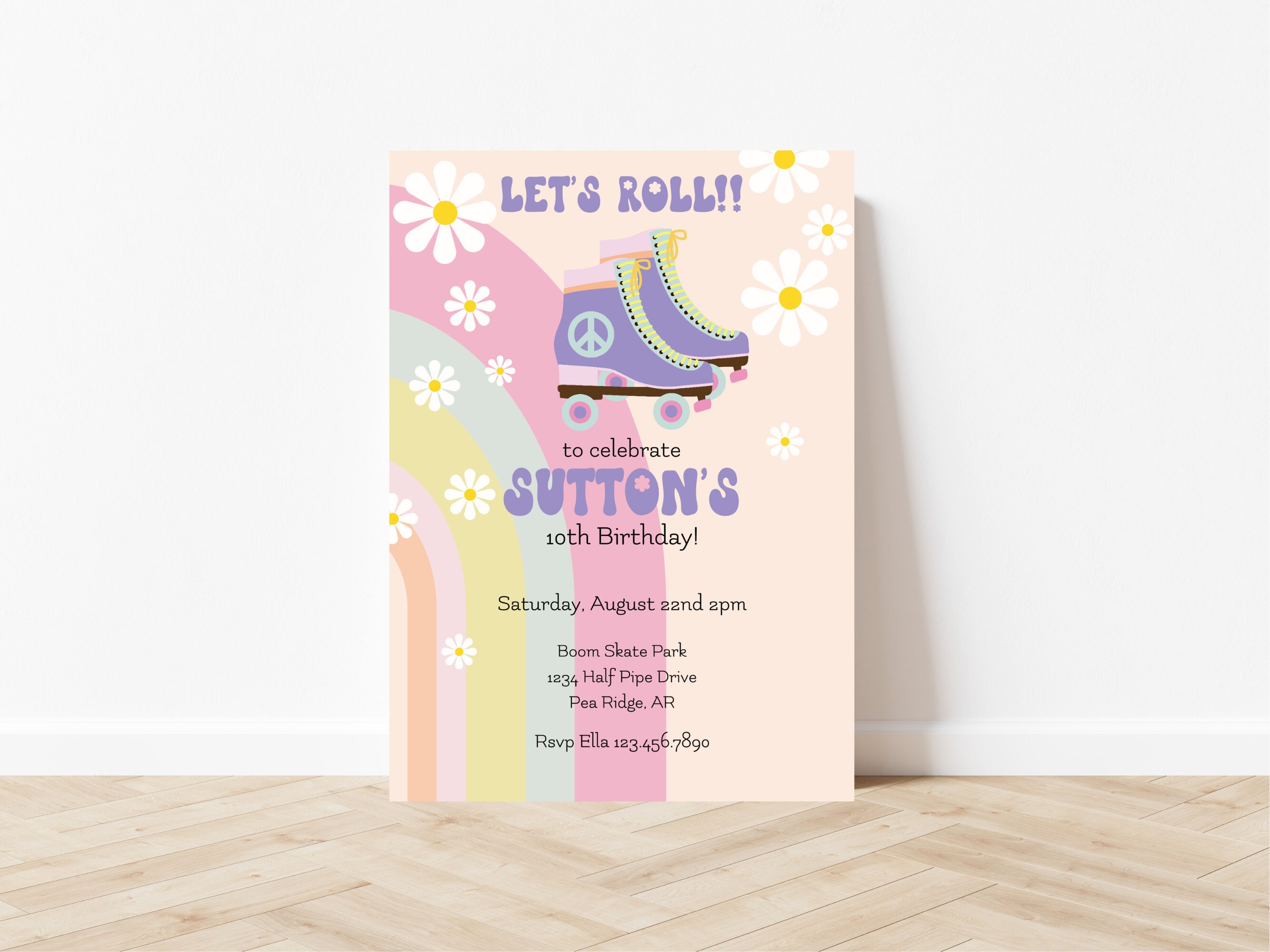 Roller Skating Editable Birthday Party Invitation/ Printable - Etsy