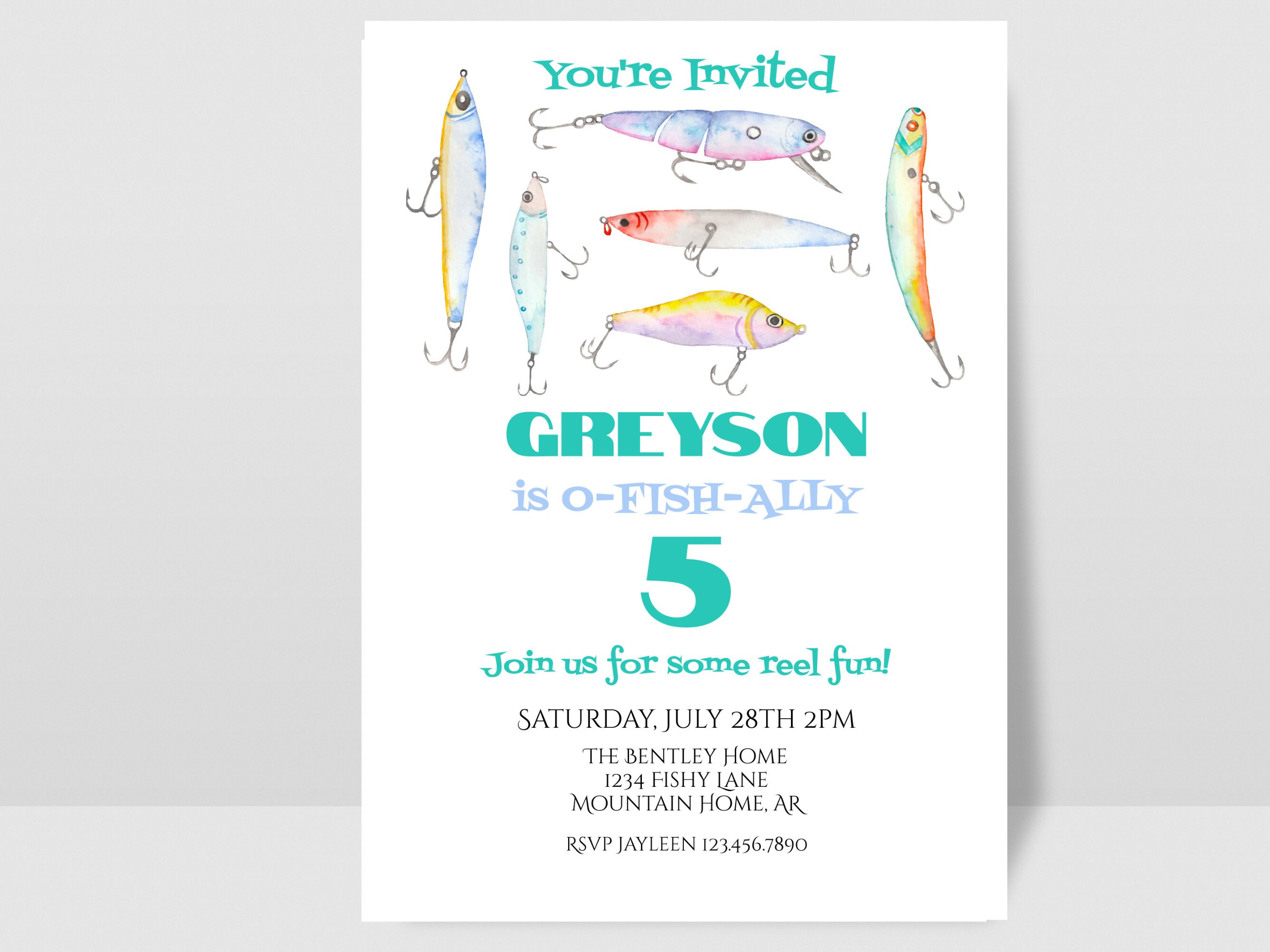 Fishing Birthday Party Invitation, Editable Fishing Lures Birthday ...