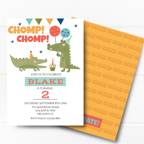 Alligator Editable Birthday Party Invitation, Printable Kids Birthday Party Invitation, Reptile Birthday Party Invite, Cute Crocodile Party