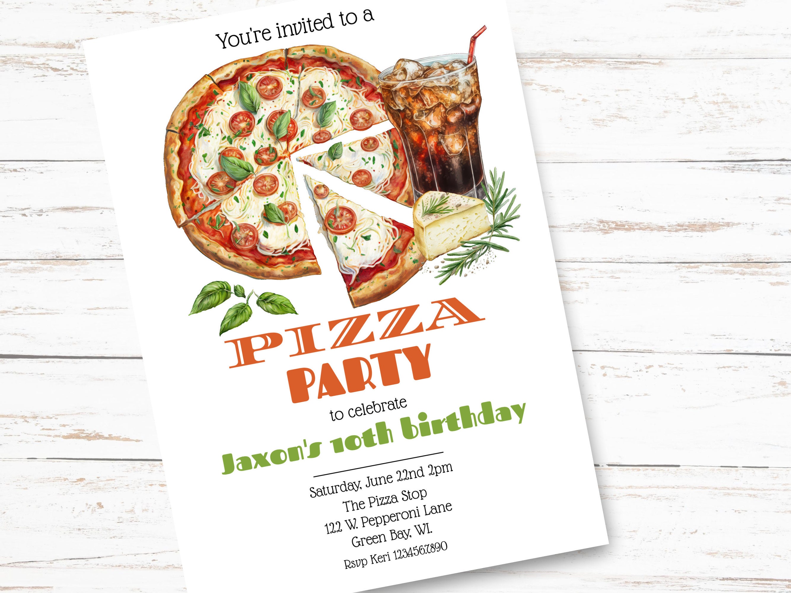 Pizza Party Birthday Invitation/ Printable Pizza Party Birthday ...