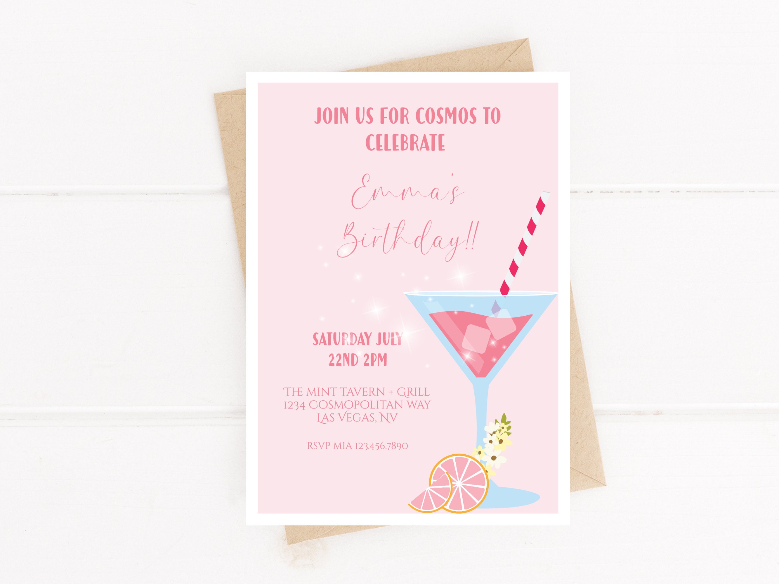 Cocktail Party Birthday Invitation, Bridal Shower Invitation, Printable Cocktail Party ...