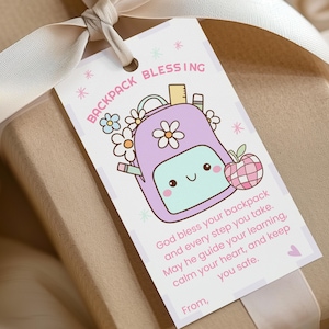 Printable Backpack Blessing Tag, First Day Of School Tag, Backpack Prayer Editable Tag, Back To School Blessed Tag, Kids Backpack Blessing