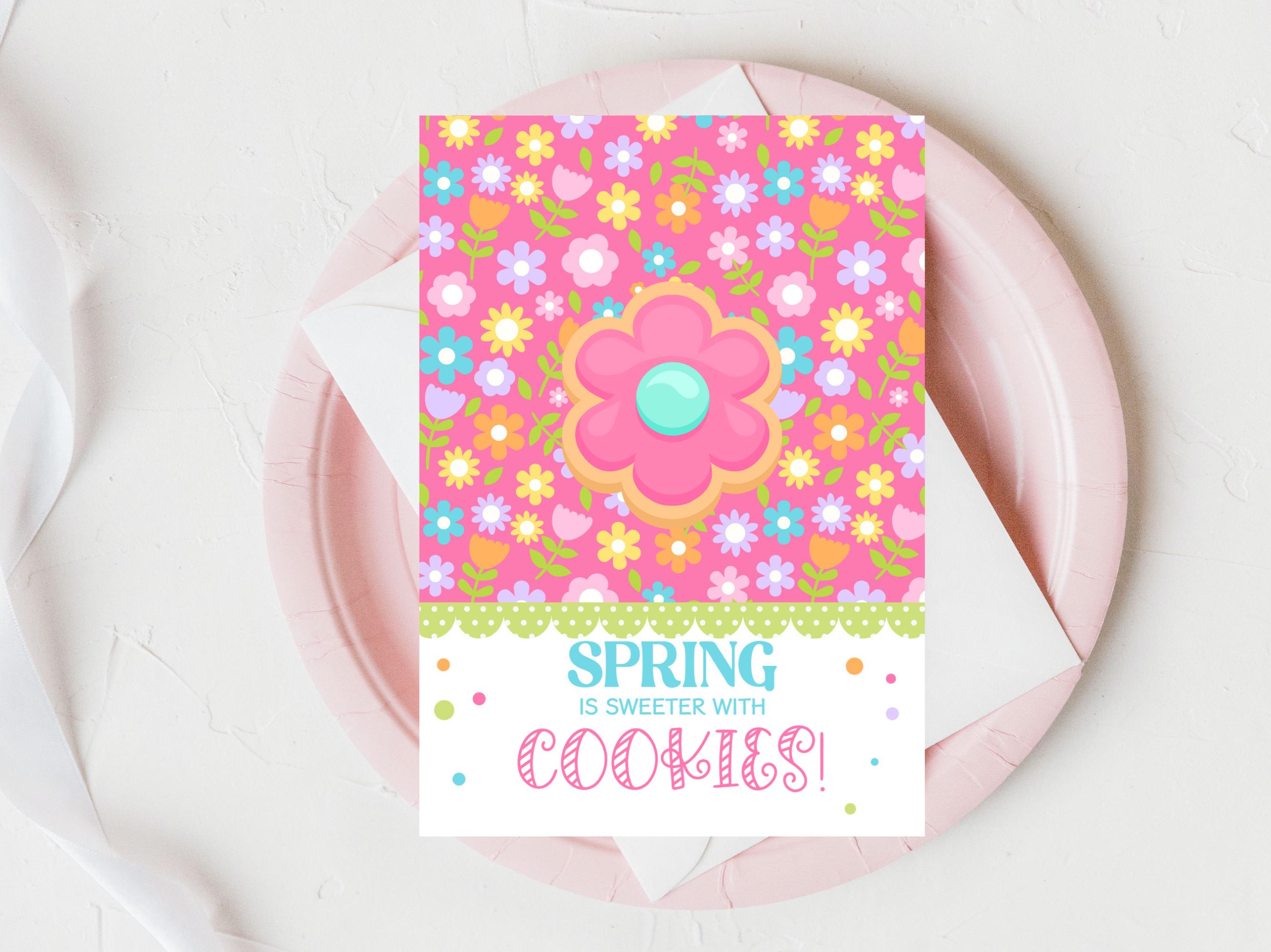 Spring Stickers For Cookies Spring Flower Cookie Card: Easter Treat Tag (digital Download) - Etsy