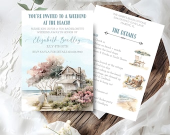 Coastal Bachelorette Weekend Invite, Beach Bridal Party, Bridal Shower Weekend Itinerary, Palm Beach Bachelorette Invite, Beach Weekend Fun