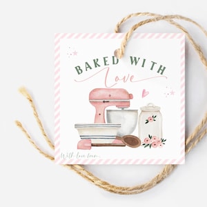 Mit Liebe gebackener Geschenkanhänger, hausgemachte Leckereien Anhänger, bearbeitbarer mit Liebe gebackener Geschenkanhänger, Küchenbevorzugungsanhänger, Feiertagsbackenanhänger, süßer Leckereienanhänger