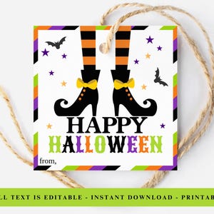 Happy Halloween Gift Tag, Kids Halloween Party Favor Tag, Boo Basket Tag, Trick Or Treat Tag, Witch Favor Tag, Classroom Party Cookie Tag