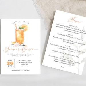 Sommer-Soiree-Cocktailparty-Einladung, Sommergetränke mit Freunden, Grillparty einladen, Farm zum Tisch-Party, Abendessen-Party einladen