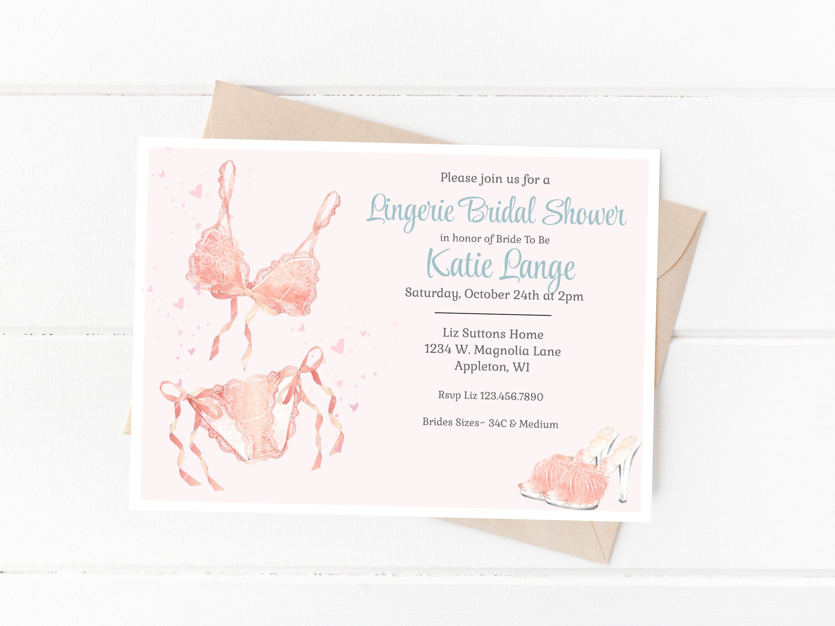 Lingerie Bridal Shower Invitation, Printable Wedding Shower Invitation, Editable Bachelorette ...