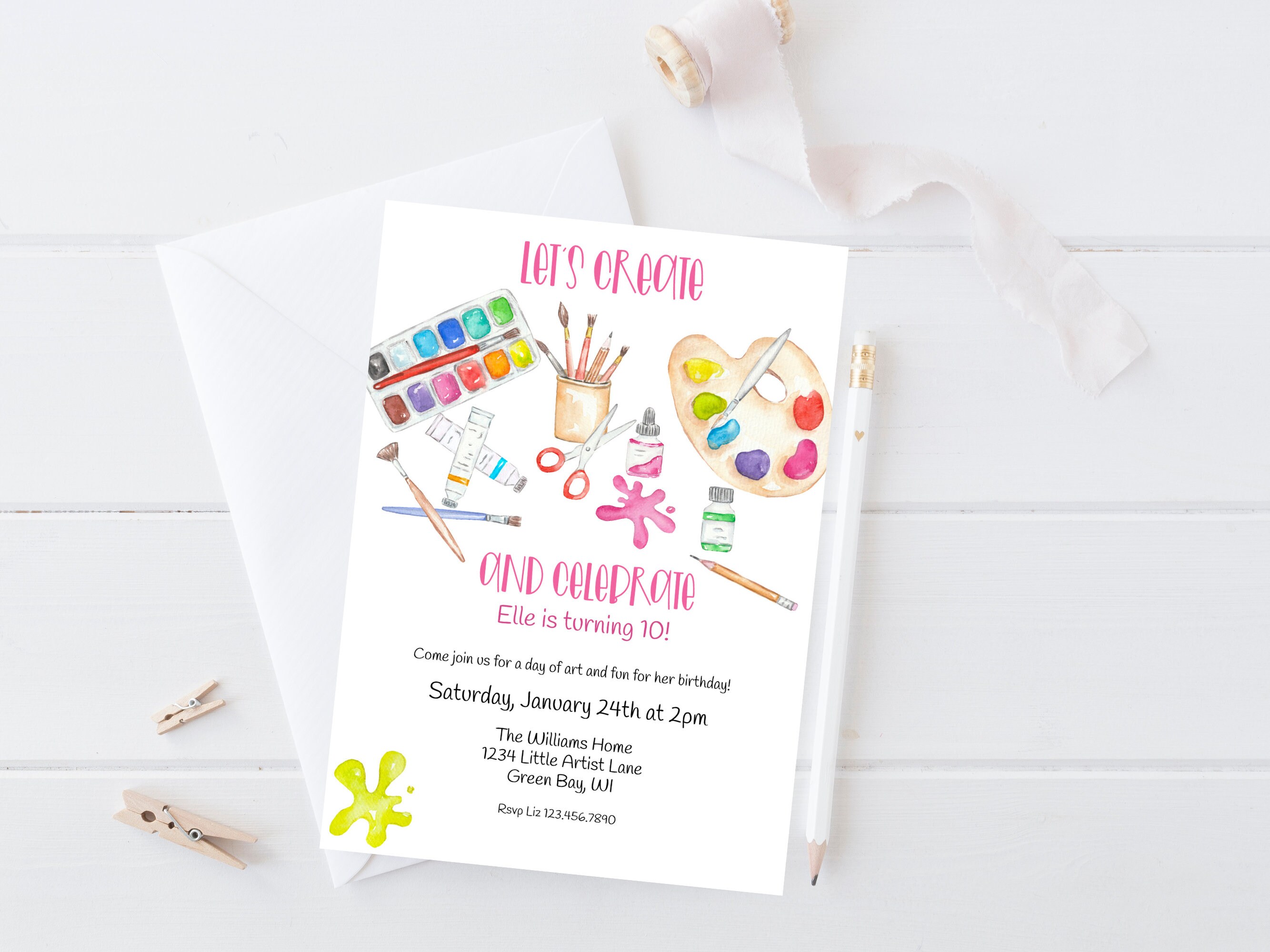 Arts &amp; Crafts Birthday Party Invitation Editable Art Birthday - Etsy