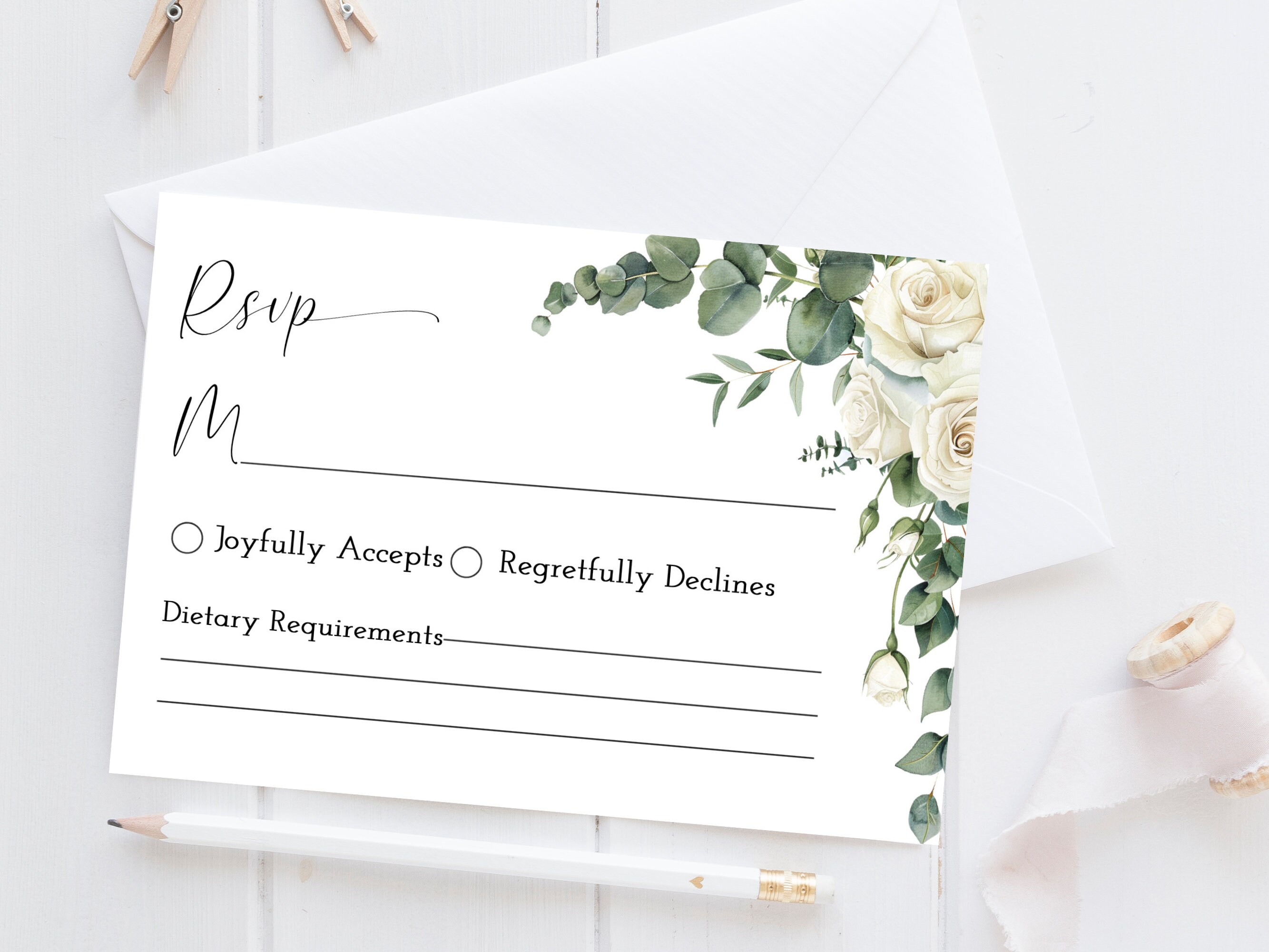 White Roses Wedding Invitation, Elegant Roses Wedding Suite, White Rose ...