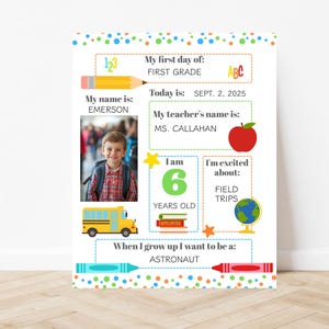 Editable Back To School Sign, First Day Of School Sign, Personalized School Sign Template, First Or Last Day Of School Sign, Kid School Sign